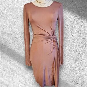 Astr Mauve Long Sleeve Dress with Knot Detail